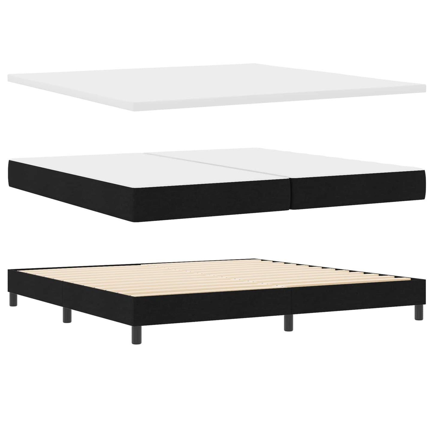 vidaXL Boxspringbett mit Matratze Schwarz 200 x 200 cm Stoff