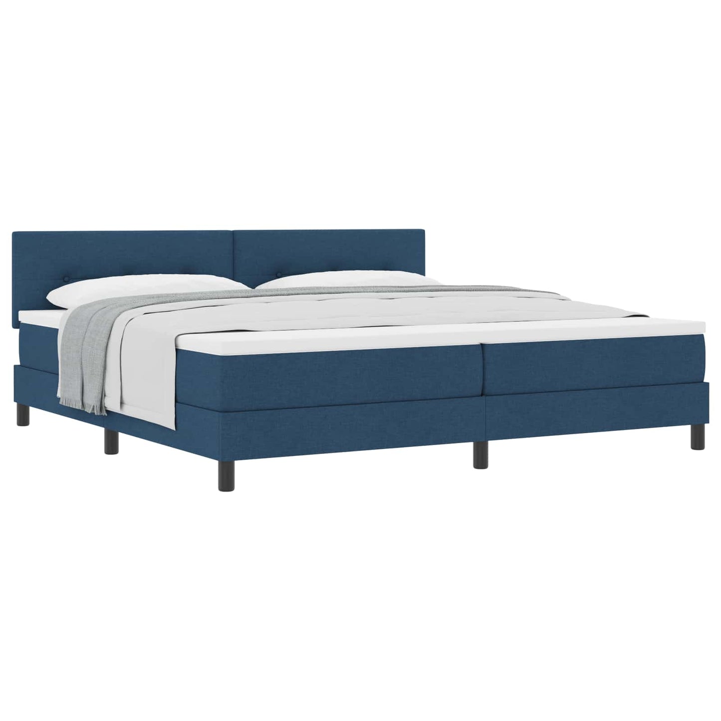 Boxspringbett mit Matratze mit Kopfteil Blau 200 x 200 cm Stoff