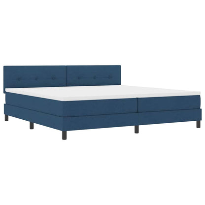 Boxspringbett mit Matratze mit Kopfteil Blau 200 x 200 cm Stoff