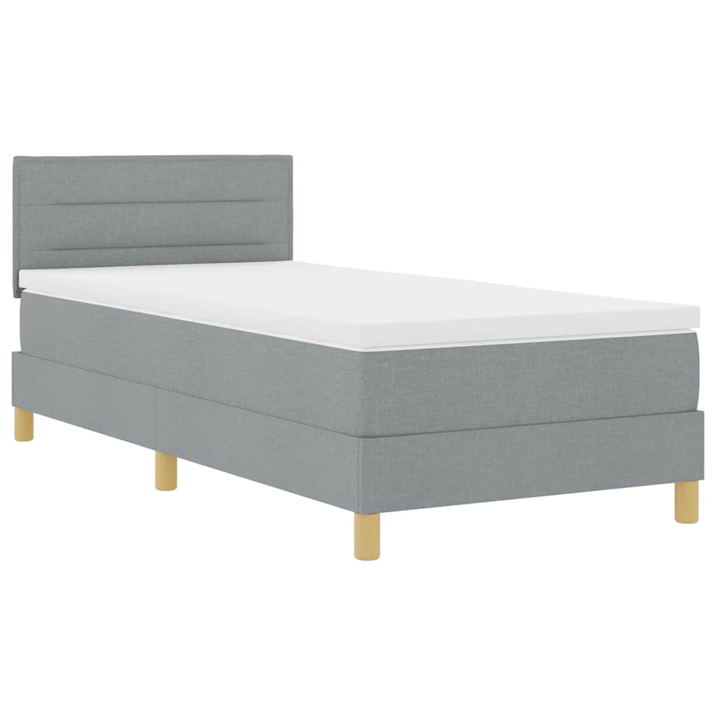 Boxspringbett mit Matratze Hellgrau 80 x 200 cm Stoff