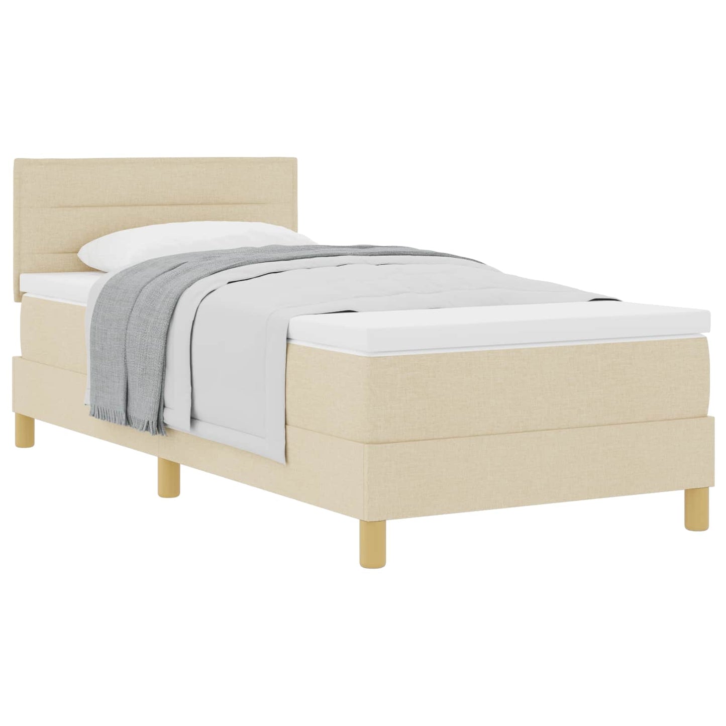 Boxspringbett mit Matratze mit Kopfteil Creme 80 x 200 cm Stoff