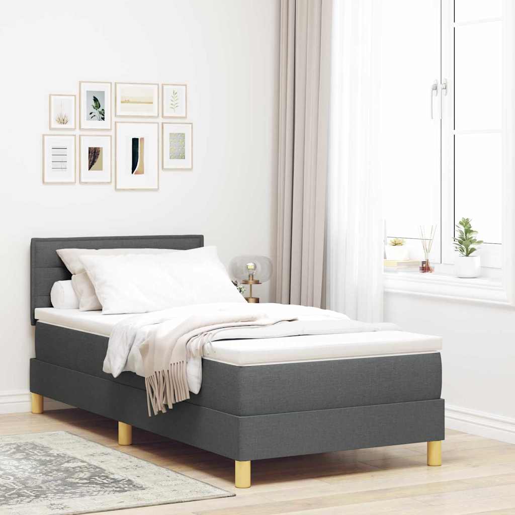 Boxspringbett mit Matratze Dunkelgrau 90 x 190 cm Stoff