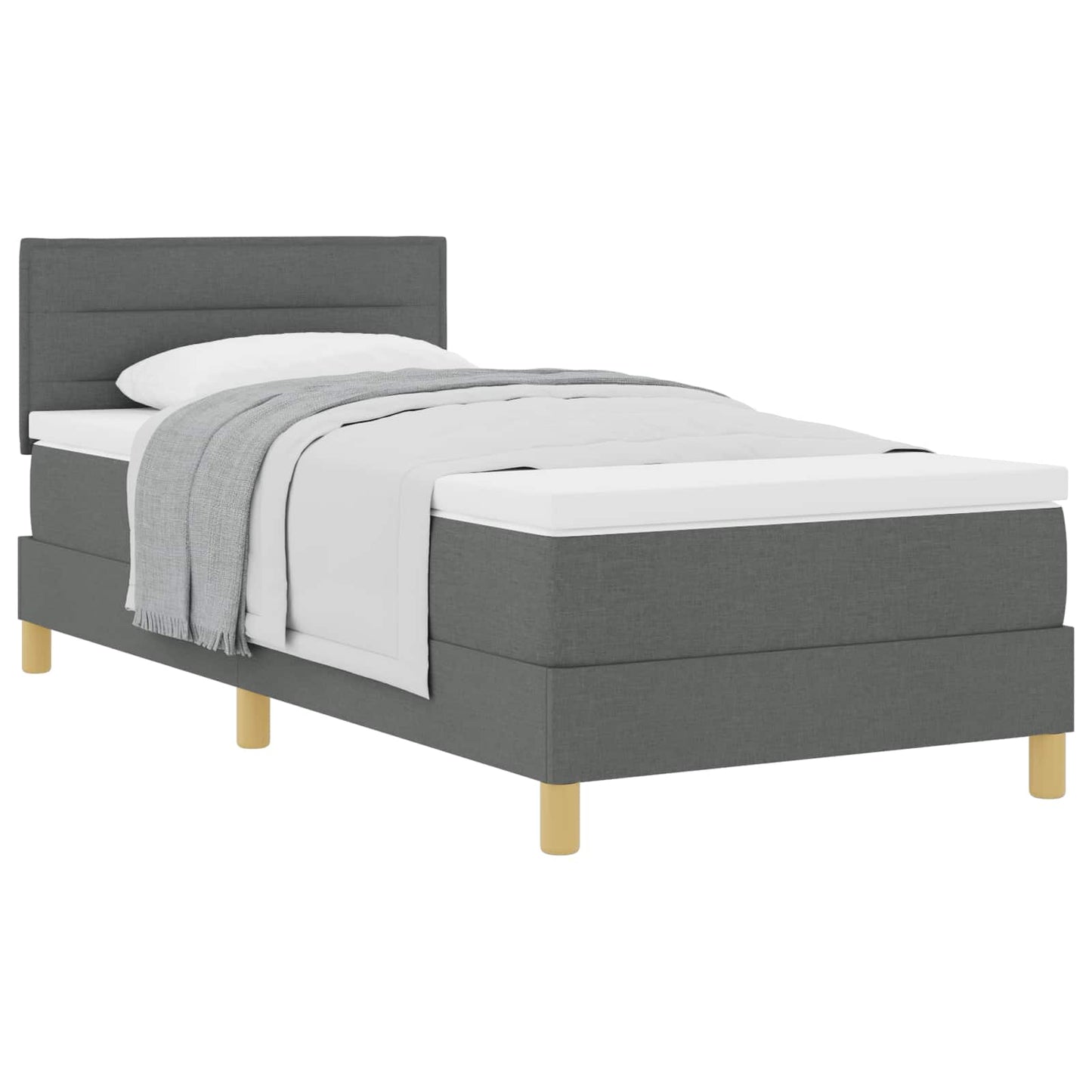 Boxspringbett mit Matratze Dunkelgrau 90 x 190 cm Stoff