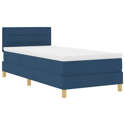 Boxspringbett mit Matratze mit Kopfteil Blau 100 x 200 cm Stoff