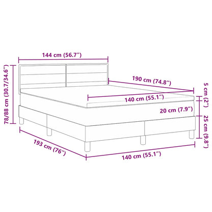 vidaXL Boxspringbett mit Matratze Schwarz 140 x 190 cm Stoff