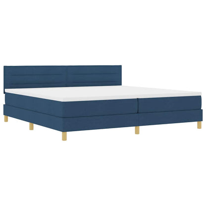 Boxspringbett mit Matratze mit Kopfteil Blau 200 x 200 cm Stoff