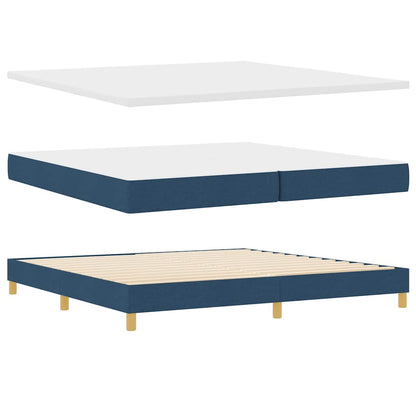 Boxspringbett mit Matratze mit Kopfteil Blau 200 x 200 cm Stoff