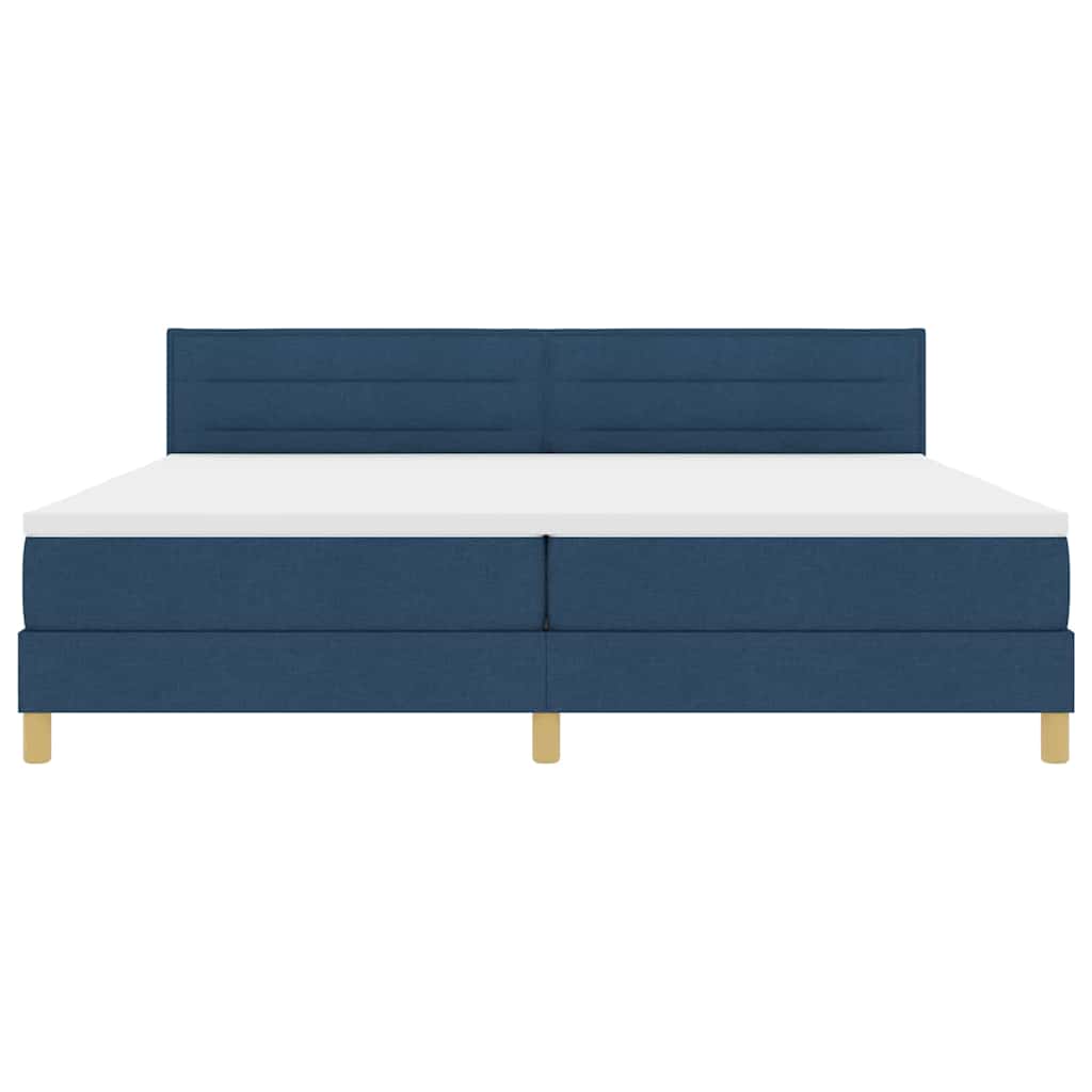 Boxspringbett mit Matratze mit Kopfteil Blau 200 x 200 cm Stoff