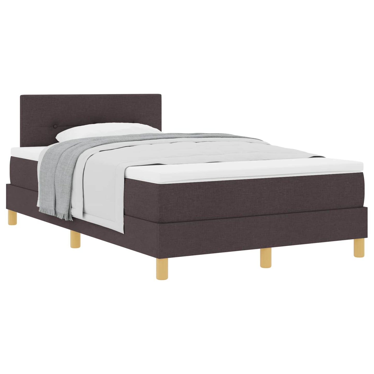 vidaXL Boxspringbett mit Matratze Dunkelbraun 120 x 200 cm Stoff