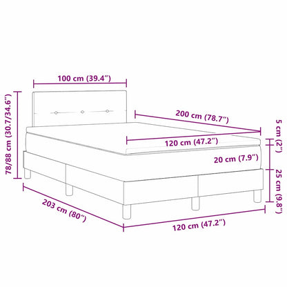 vidaXL Boxspringbett mit Matratze Dunkelbraun 120 x 200 cm Stoff