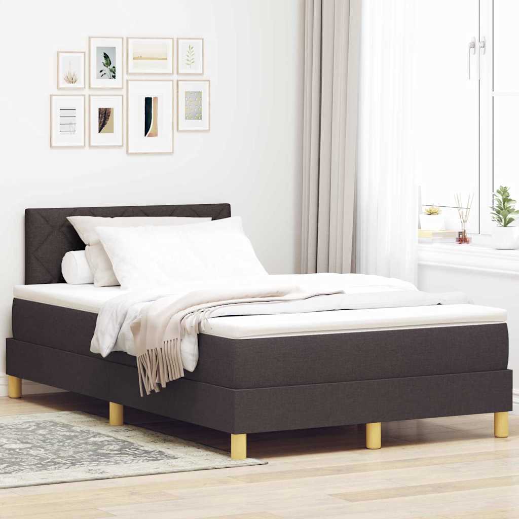 vidaXL Boxspringbett mit Matratze Dunkelbraun 120 x 200 cm Stoff