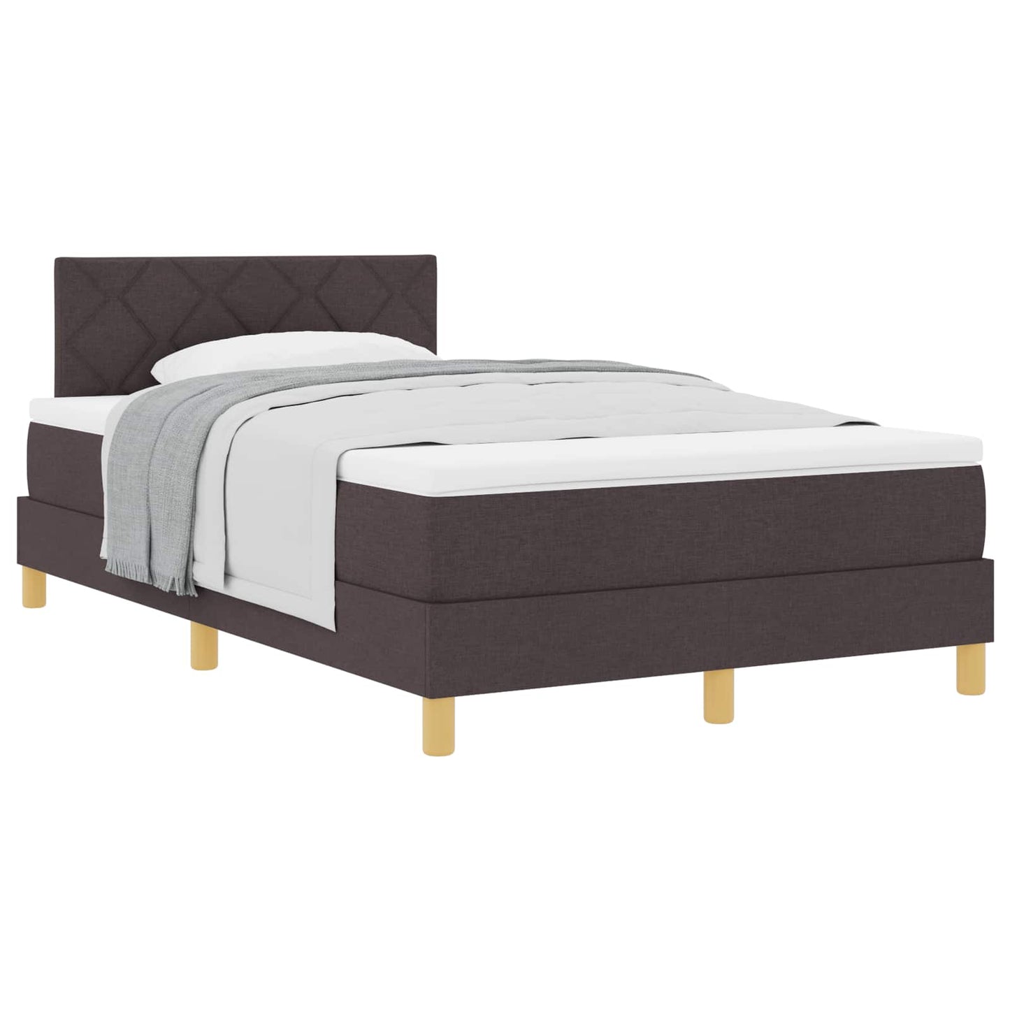 vidaXL Boxspringbett mit Matratze Dunkelbraun 120 x 200 cm Stoff
