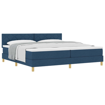 Boxspringbett mit Matratze mit Kopfteil Blau 200 x 200 cm Stoff