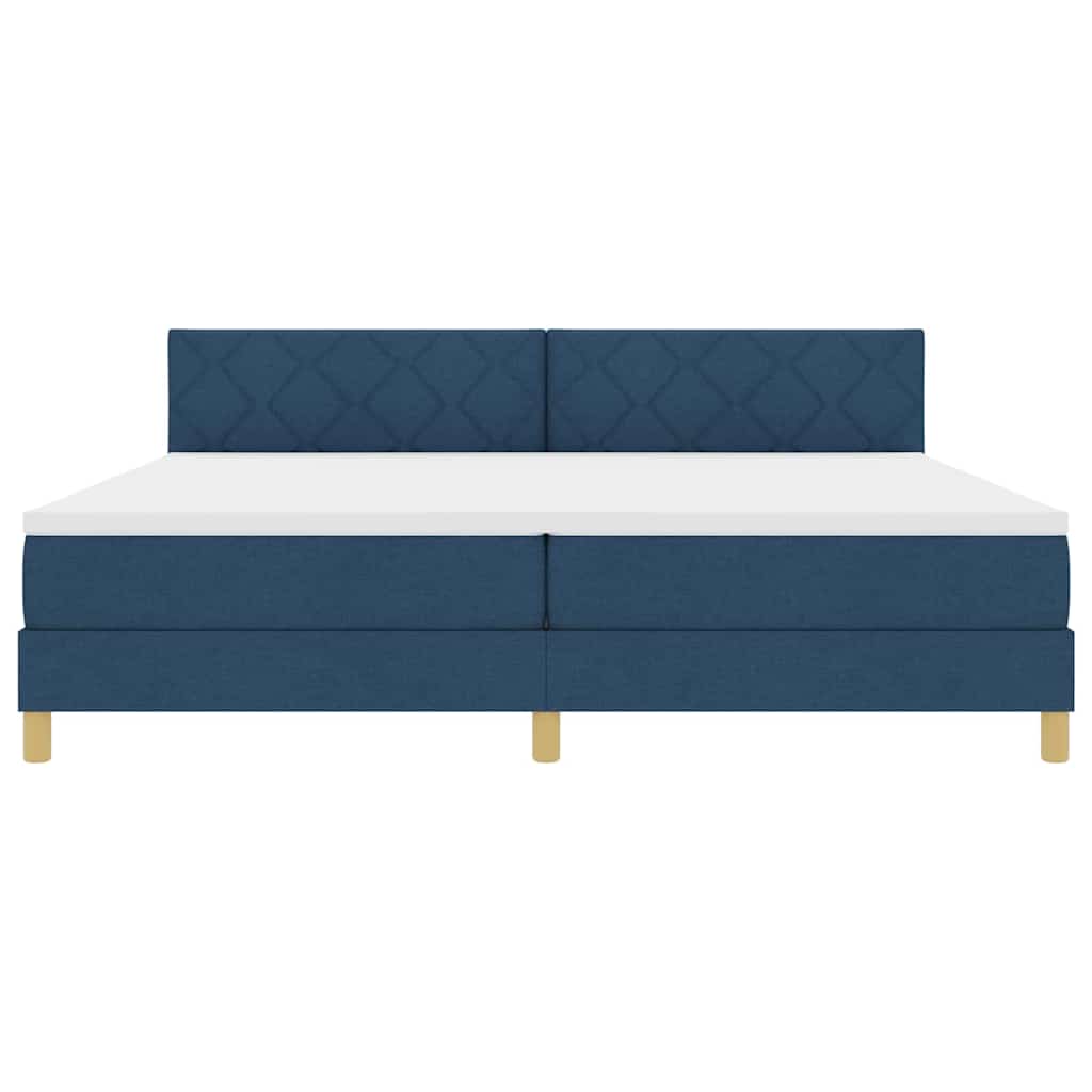 Boxspringbett mit Matratze mit Kopfteil Blau 200 x 200 cm Stoff