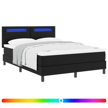 vidaXL Boxspringbett mit Matratze Schwarz 160 x 200 cm Kunstleder