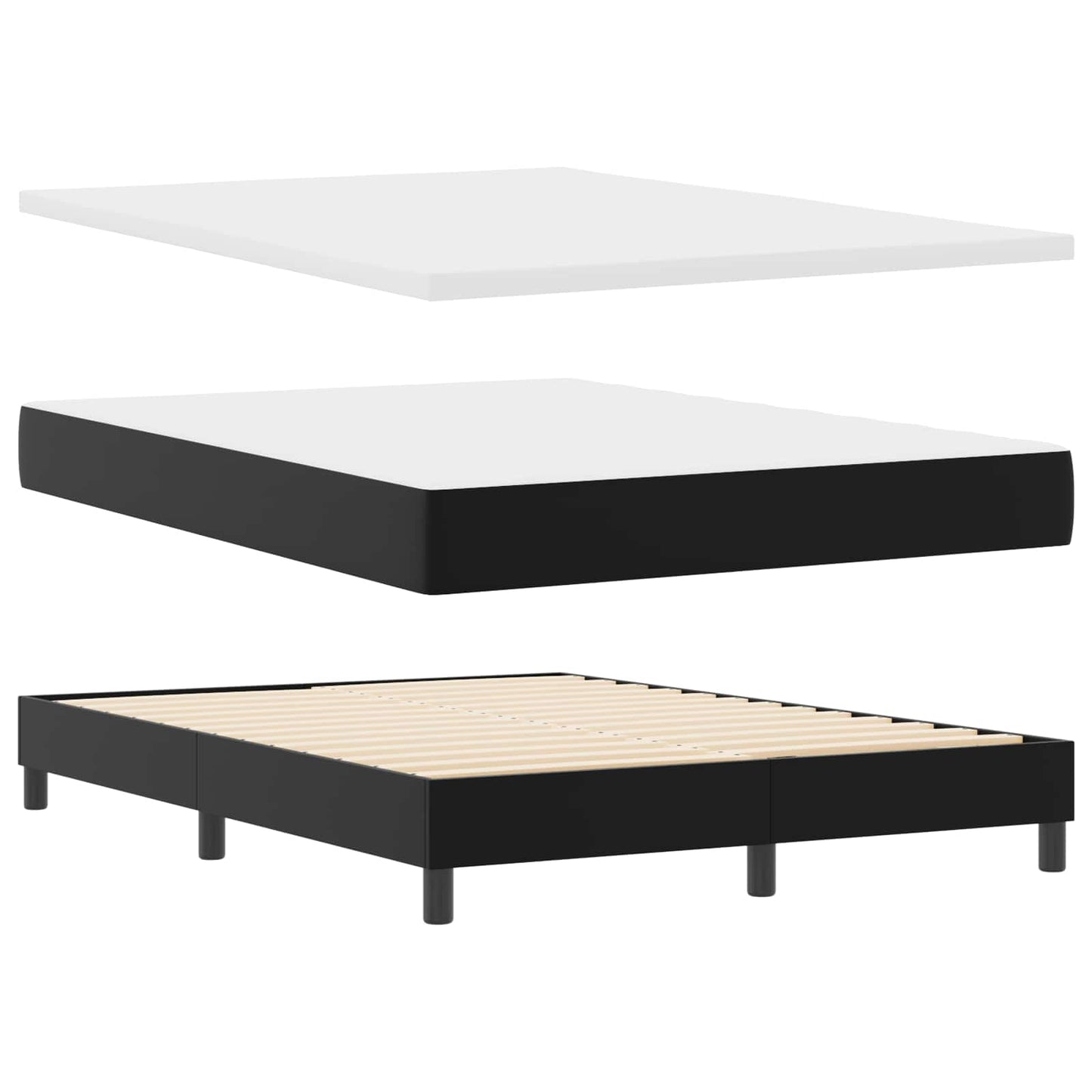 vidaXL Boxspringbett mit Matratze Schwarz 160 x 200 cm Kunstleder