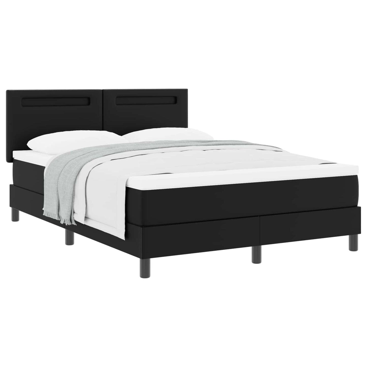 vidaXL Boxspringbett mit Matratze Schwarz 160 x 200 cm Kunstleder