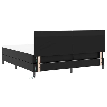 vidaXL Boxspringbett mit Matratze Schwarz 180 x 200 cm Kunstleder