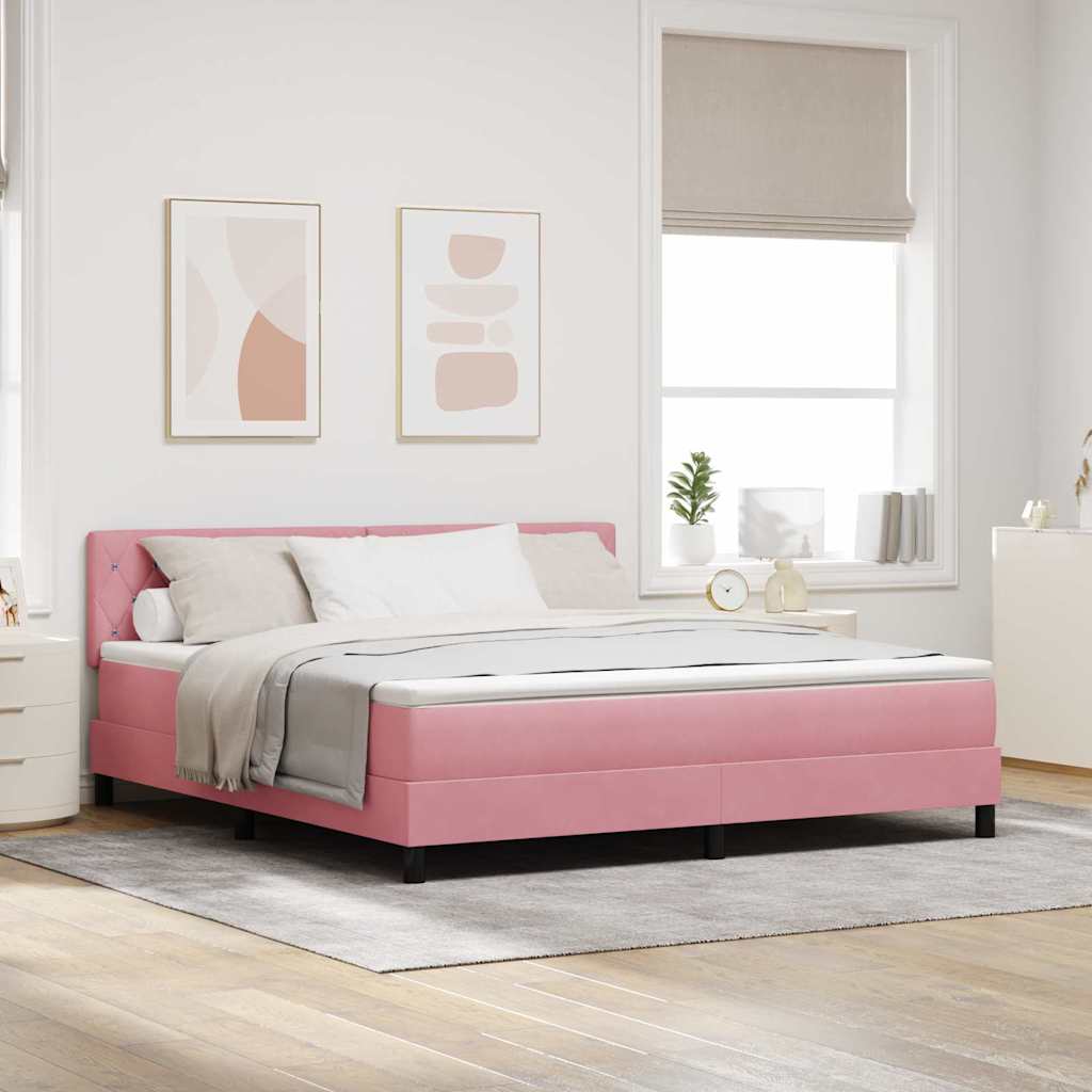 Boxspringbett mit Matratze mit Kopfteil Rosa 180 x 200 cm Samt