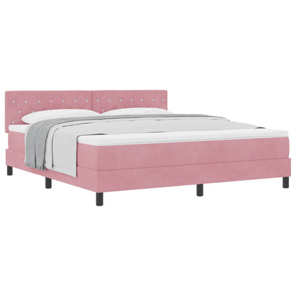 Boxspringbett mit Matratze mit Kopfteil Rosa 180 x 200 cm Samt