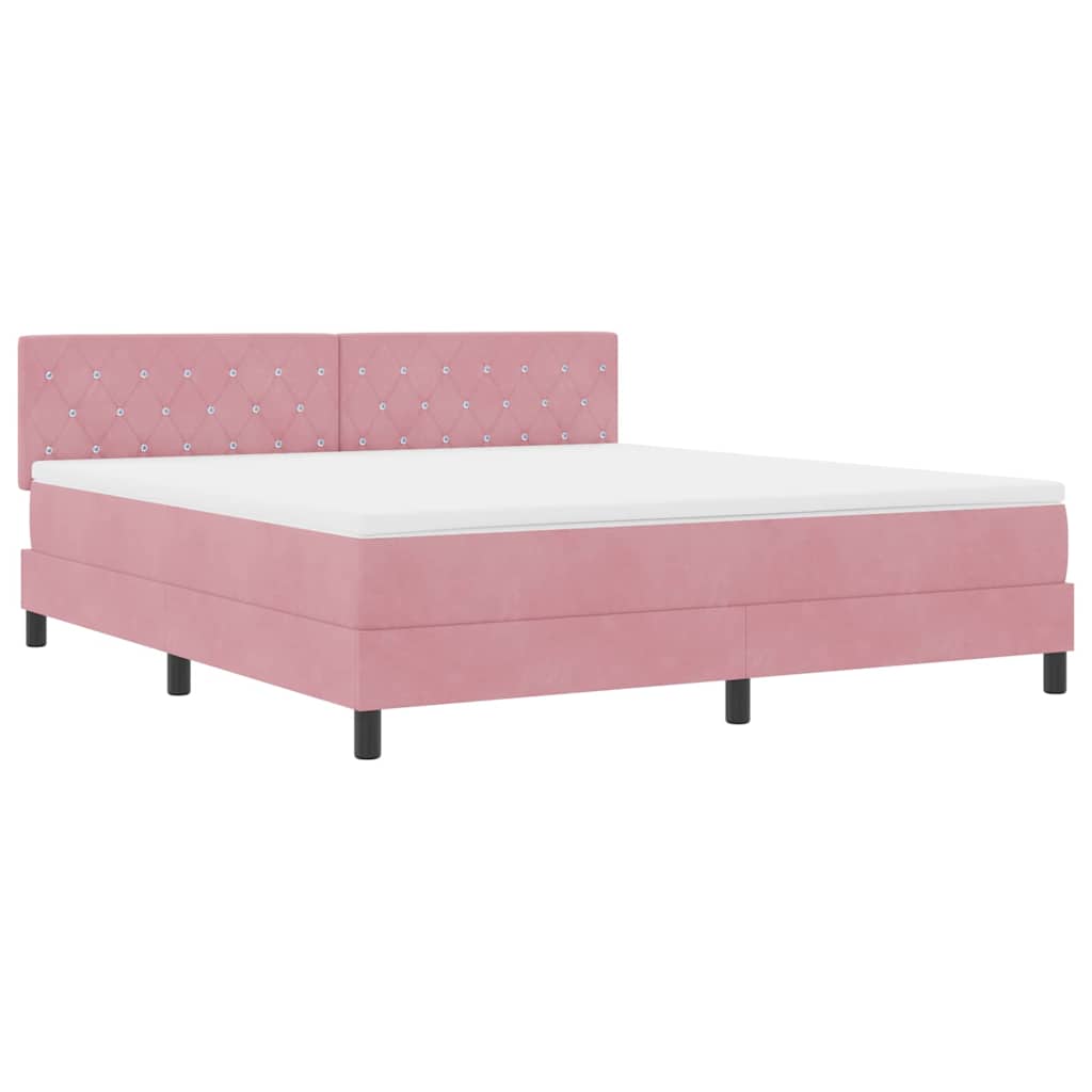 Boxspringbett mit Matratze mit Kopfteil Rosa 180 x 200 cm Samt