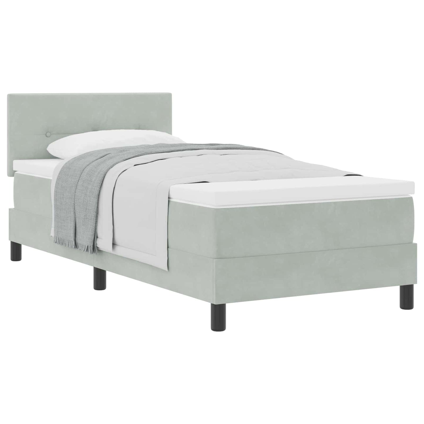 Boxspringbett mit Matratze Hellgrau 90 x 190 cm Samt