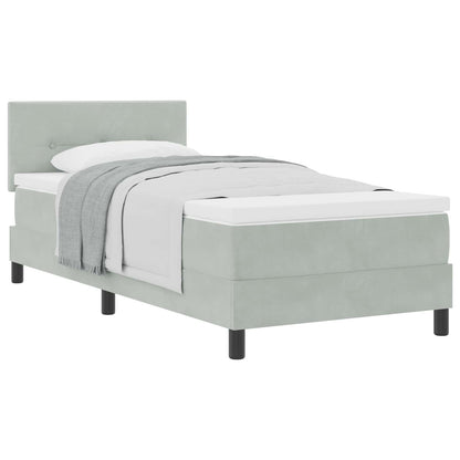 Boxspringbett mit Matratze Hellgrau 90 x 190 cm Samt