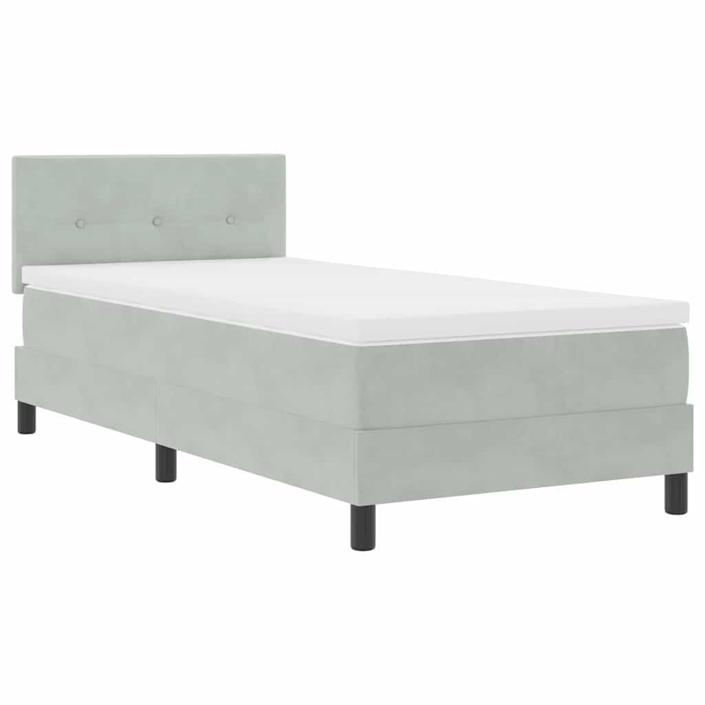 Boxspringbett mit Matratze Hellgrau 90 x 190 cm Samt