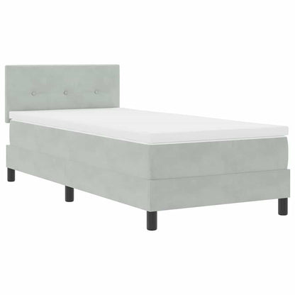 Boxspringbett mit Matratze Hellgrau 90 x 190 cm Samt