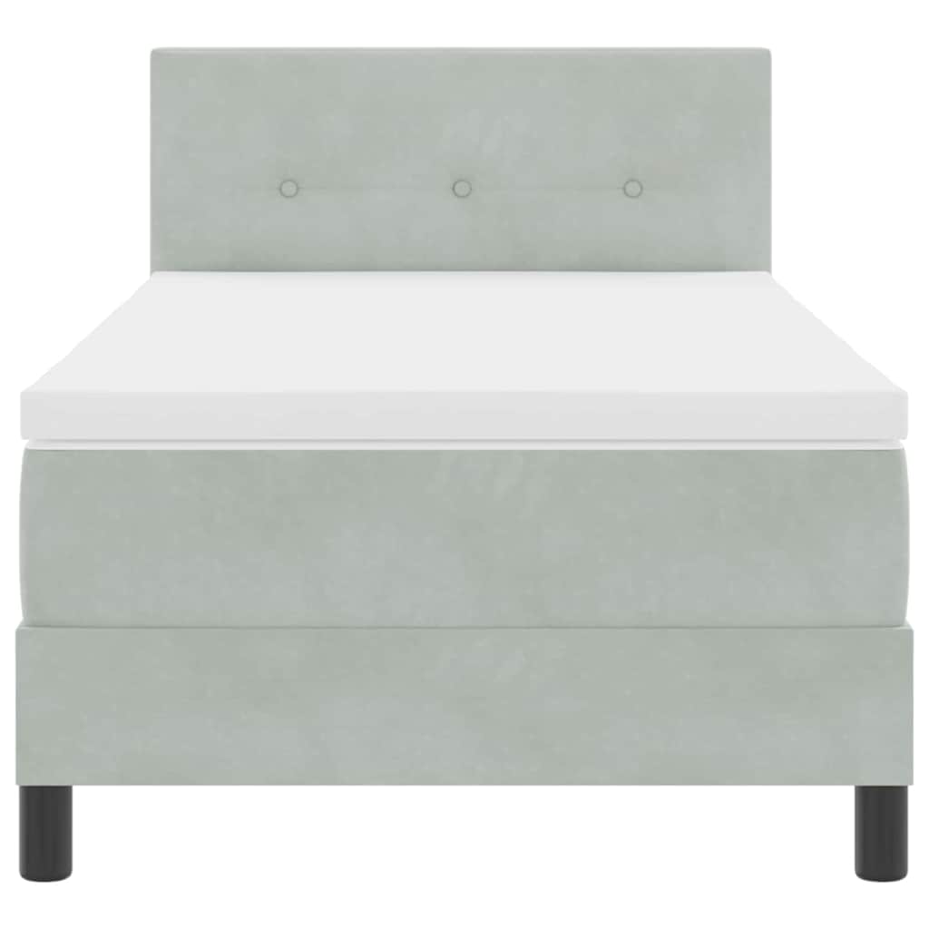 Boxspringbett mit Matratze Hellgrau 90 x 190 cm Samt