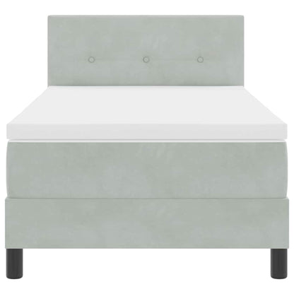 Boxspringbett mit Matratze Hellgrau 90 x 190 cm Samt