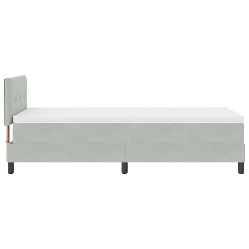 Boxspringbett mit Matratze Hellgrau 90 x 190 cm Samt