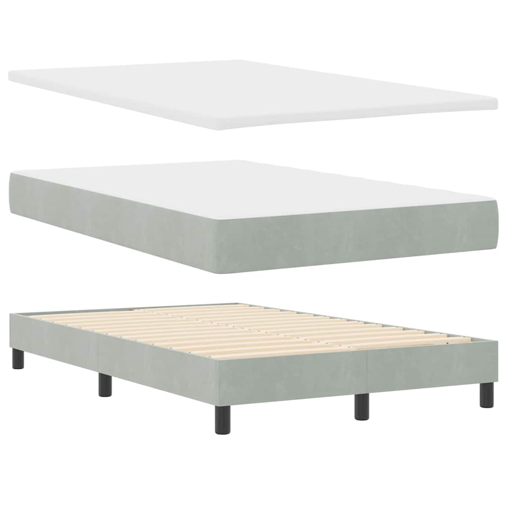 Boxspringbett mit Matratze Hellgrau 120 x 190 cm Samt