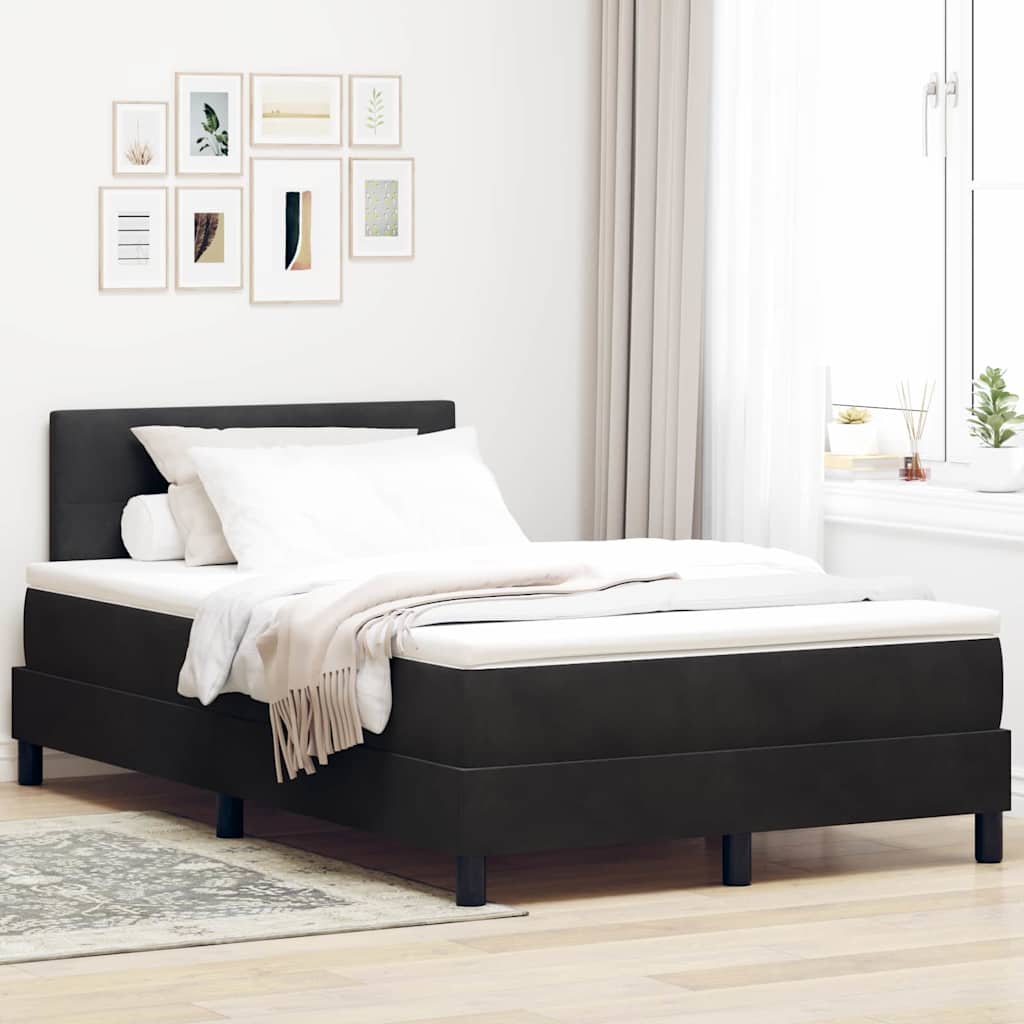 Boxspringbett mit Matratze Schwarz 120 x 190 cm Samt