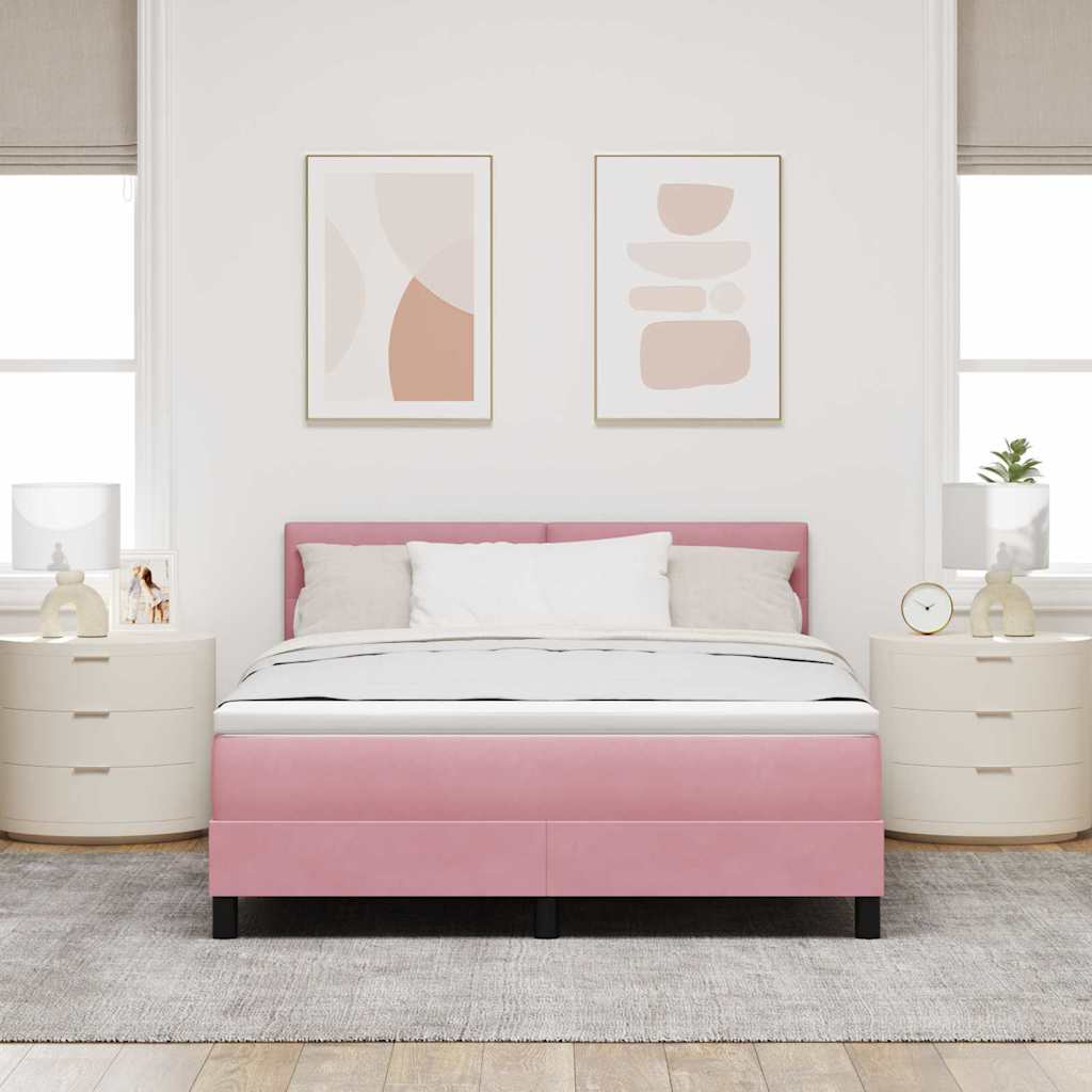 Boxspringbett mit Matratze mit Kopfteil Rosa 140 x 190 cm Samt