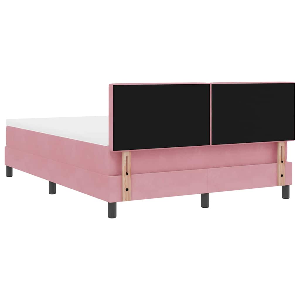 Boxspringbett mit Matratze mit Kopfteil Rosa 140 x 190 cm Samt