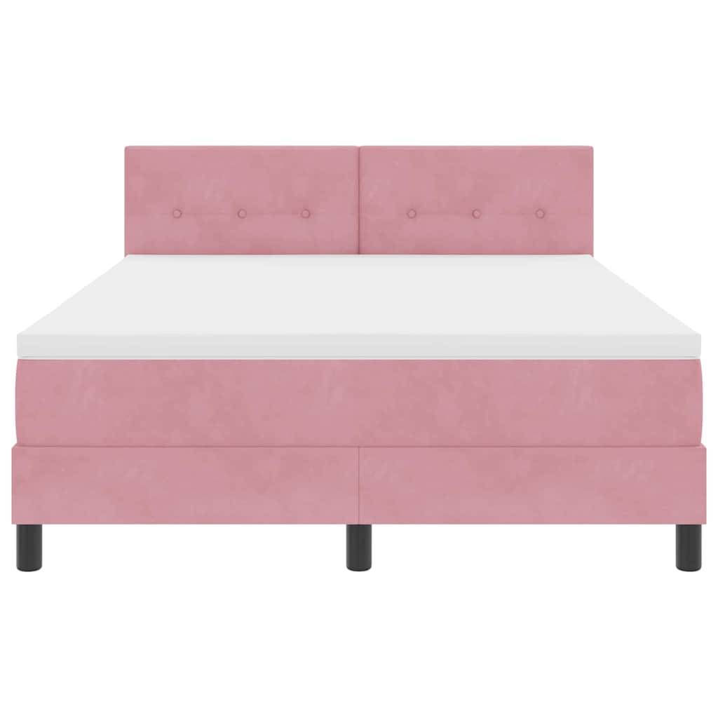 Boxspringbett mit Matratze mit Kopfteil Rosa 140 x 190 cm Samt