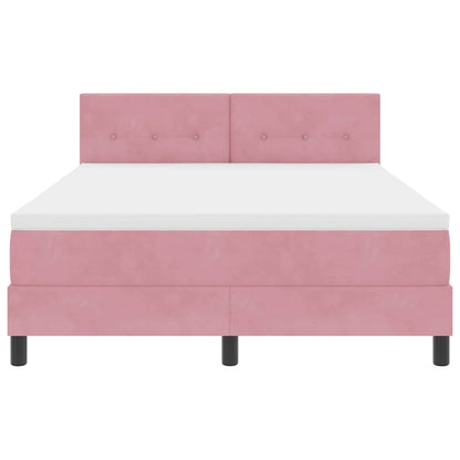 Boxspringbett mit Matratze mit Kopfteil Rosa 140 x 190 cm Samt