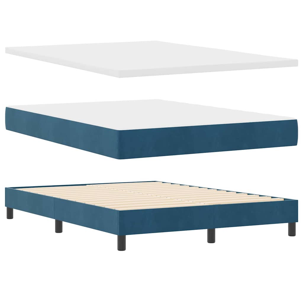 Boxspringbett mit Matratze Dunkelblau 140 x 200 cm Samt