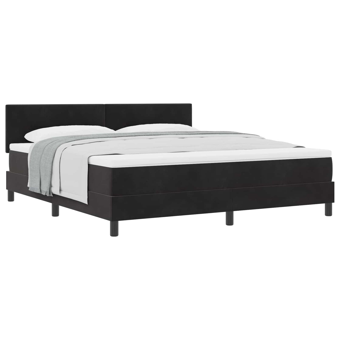 Boxspringbett mit Matratze Schwarz 180 x 200 cm Samt