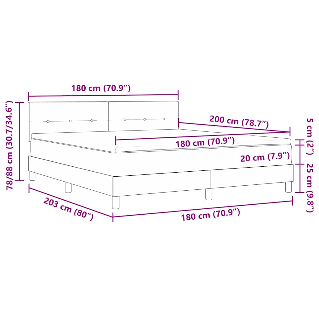Boxspringbett mit Matratze Schwarz 180 x 200 cm Samt