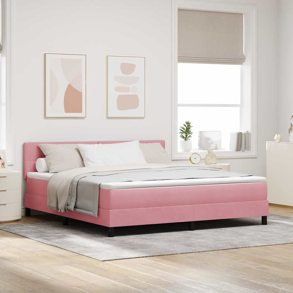 Boxspringbett mit Matratze mit Kopfteil Rosa 180 x 200 cm Samt