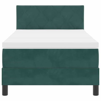 vidaXL Boxspringbett mit Matratze Dunkelgrün 90 x 200 cm Samt