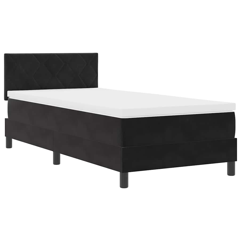 Boxspringbett mit Matratze Schwarz 100 x 200 cm Samt