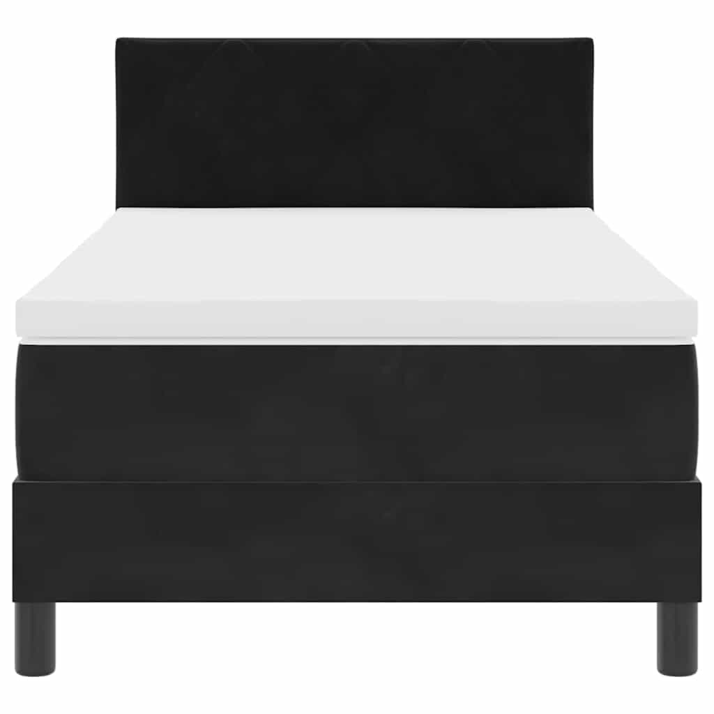Boxspringbett mit Matratze Schwarz 100 x 200 cm Samt