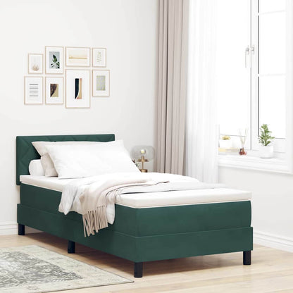 vidaXL Boxspringbett mit Matratze Dunkelgrün 100 x 200 cm Samt