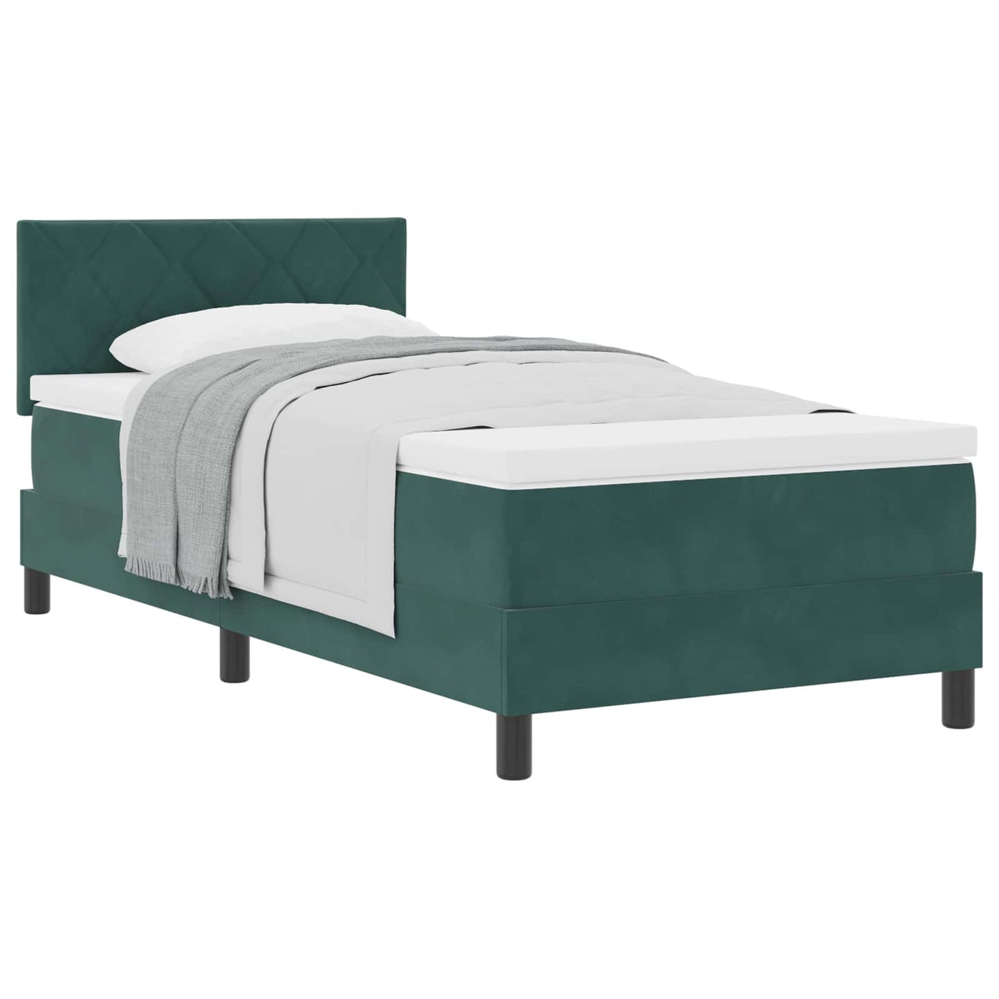 vidaXL Boxspringbett mit Matratze Dunkelgrün 100 x 200 cm Samt