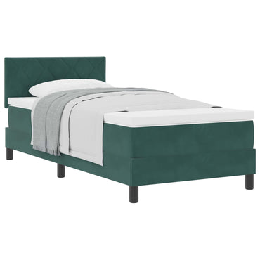 vidaXL Boxspringbett mit Matratze Dunkelgrün 100 x 200 cm Samt