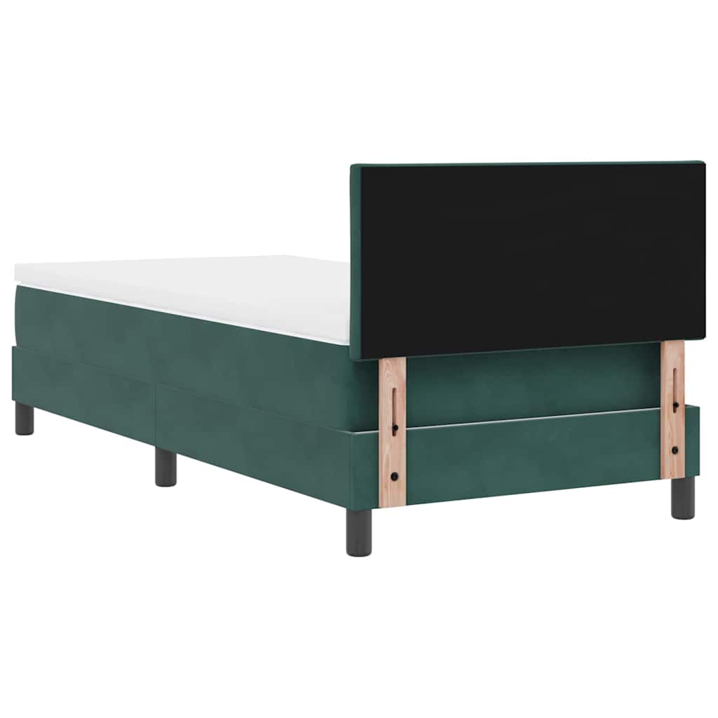 vidaXL Boxspringbett mit Matratze Dunkelgrün 100 x 200 cm Samt