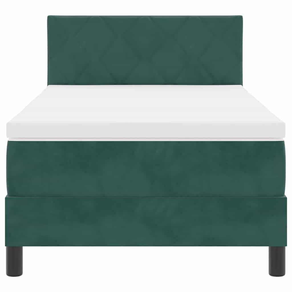 vidaXL Boxspringbett mit Matratze Dunkelgrün 100 x 200 cm Samt